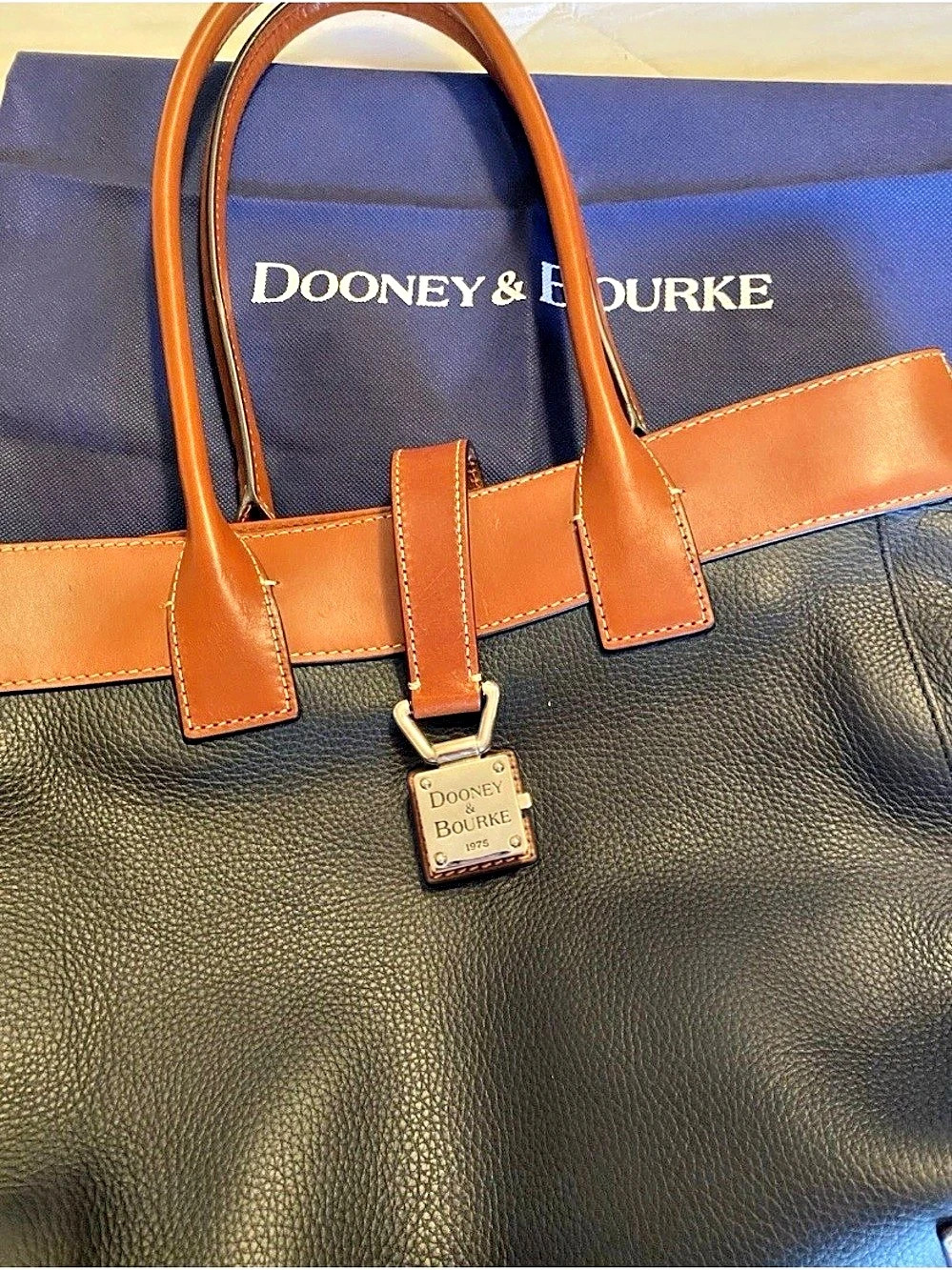 Dooney & Bourke Pebbled Leather Tote Black & Brown NWOT